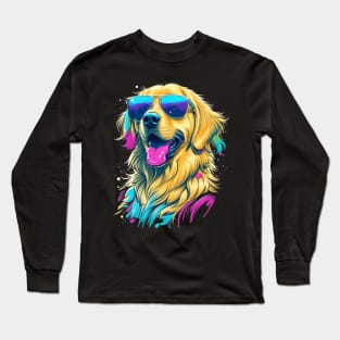 Cool Golden Retriever Dog with Sunglasses Long Sleeve T-Shirt